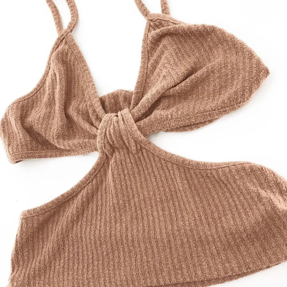 Audrey 3+1‎ Women's Brown Cut Out Tank Blouse Size L - Picture 5 of 5